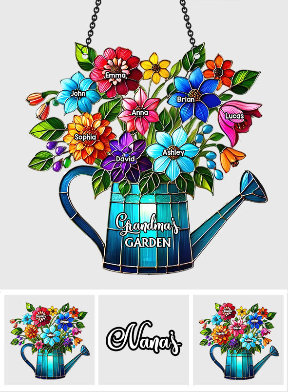 Grandma's Mom's Garden - Personalized Grandma Window Hanging Suncatcher Ornament