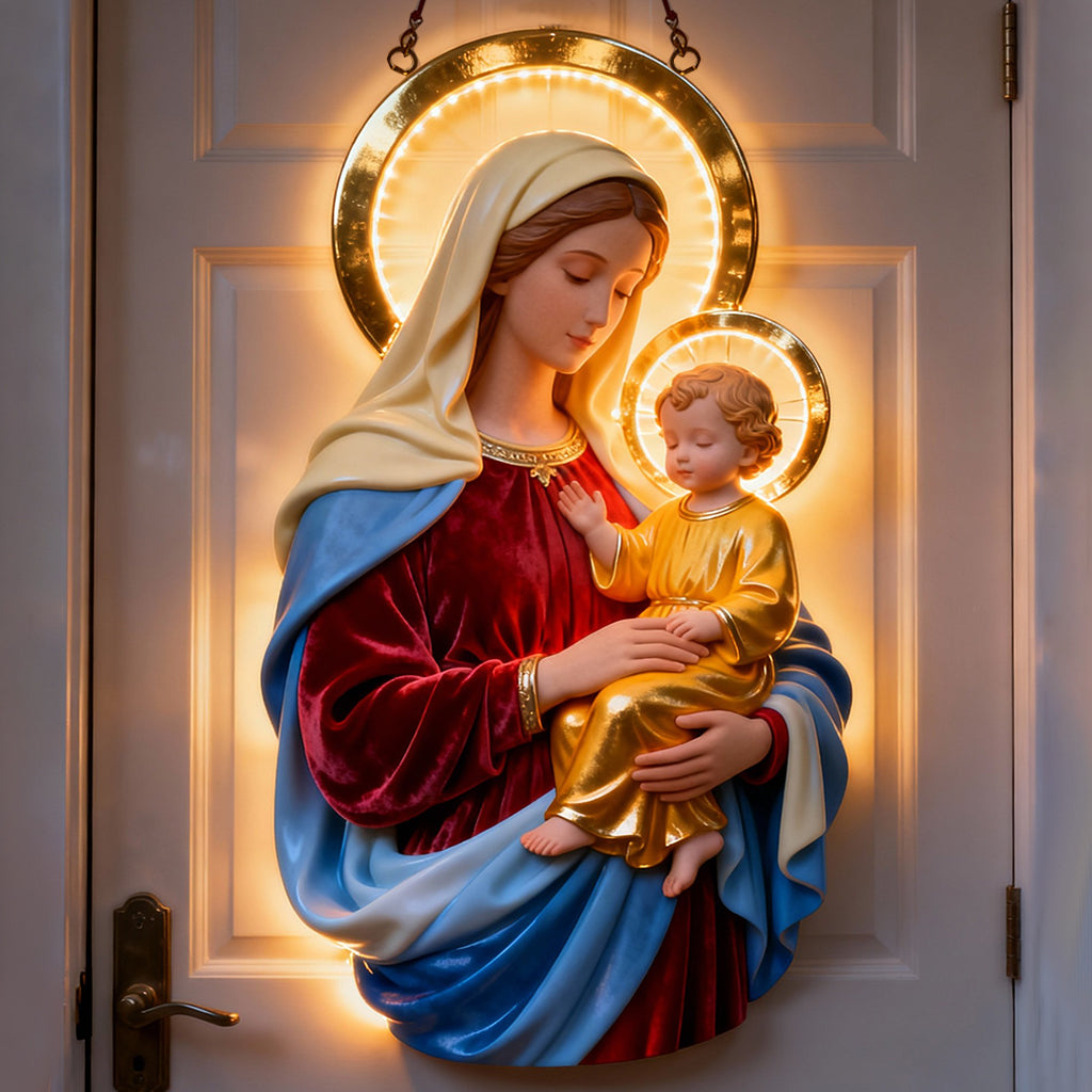 Blessed Virgin Mary Faith - Personalized Christian LED Light Acrylic Sign