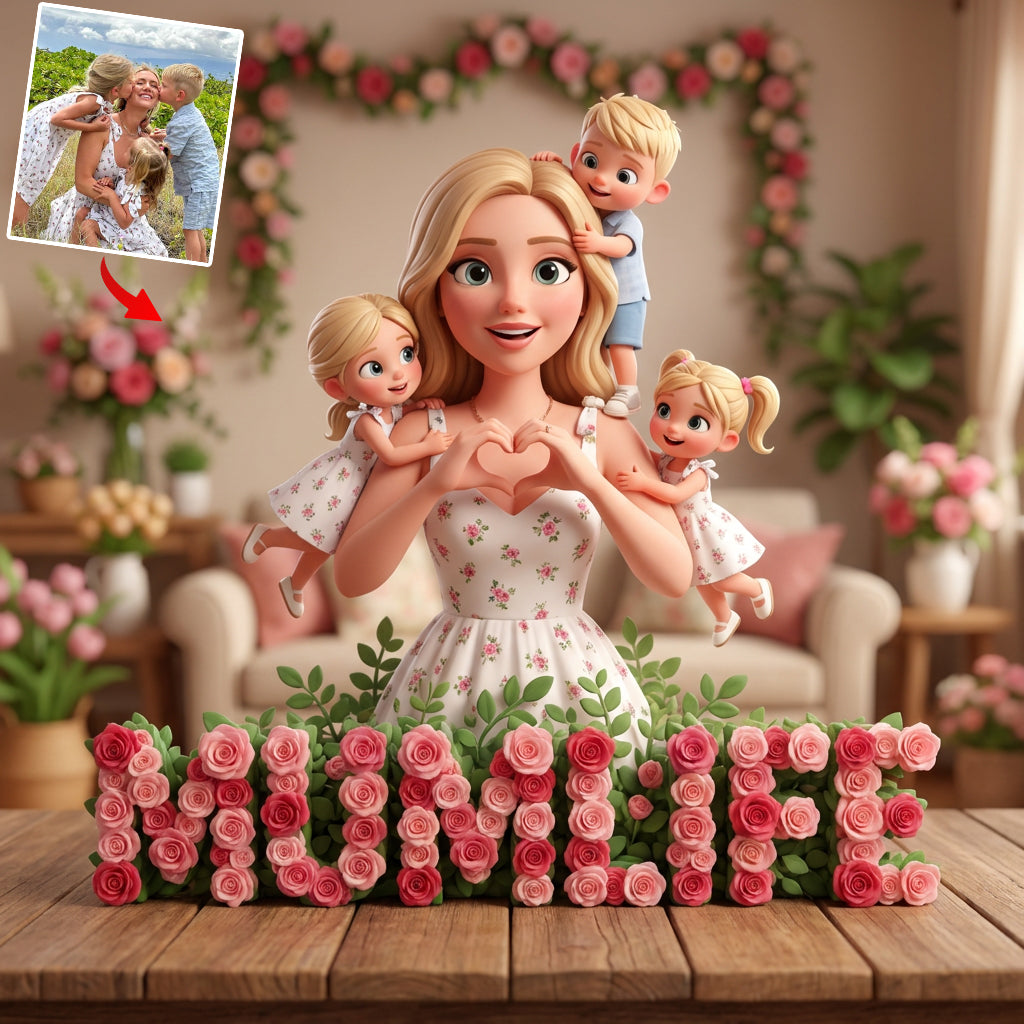 Heart Hands Pose With Flower - Personalized Mother Custom Shaped Acrylic Plaque