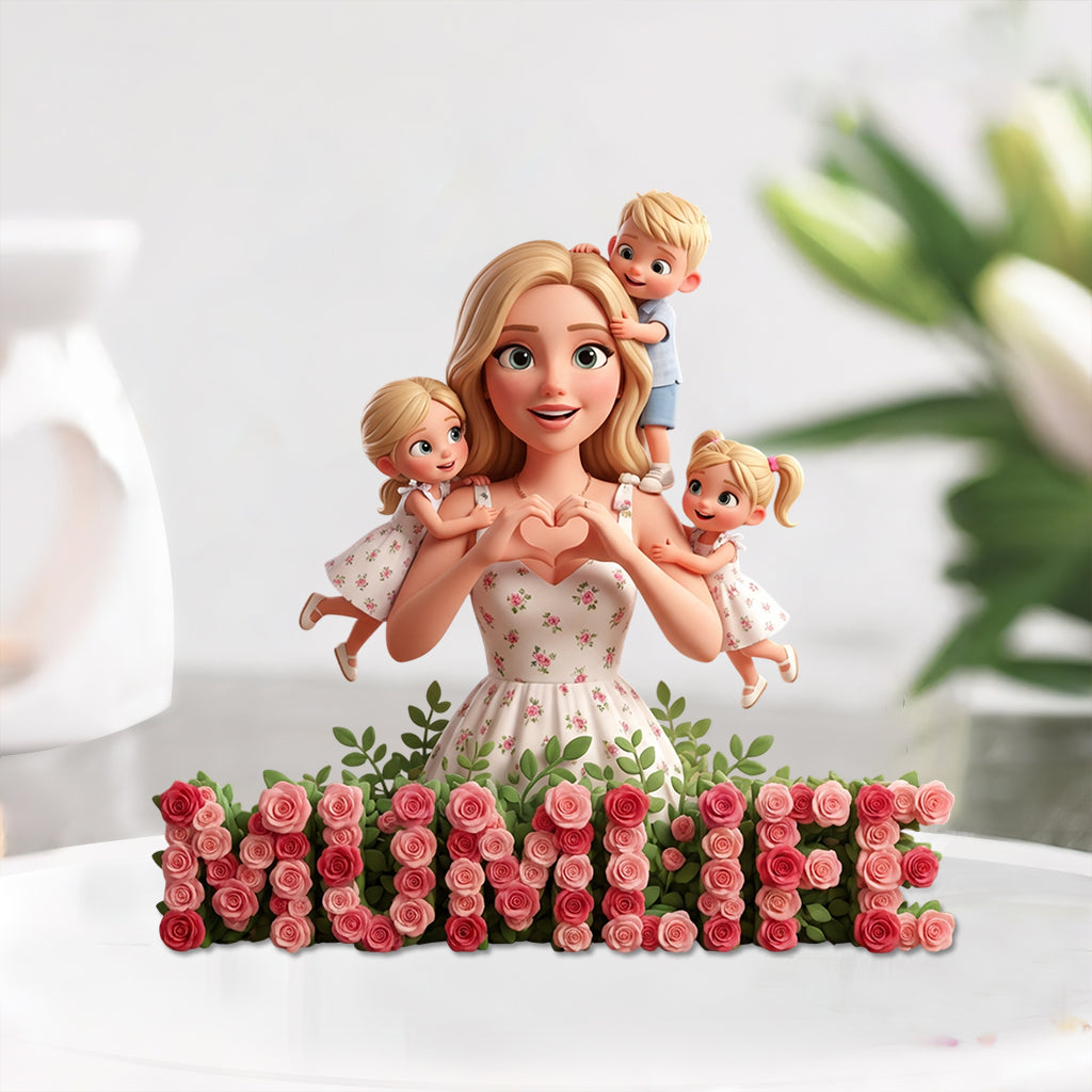 Heart Hands Pose With Flower - Personalized Mother Custom Shaped Acrylic Plaque