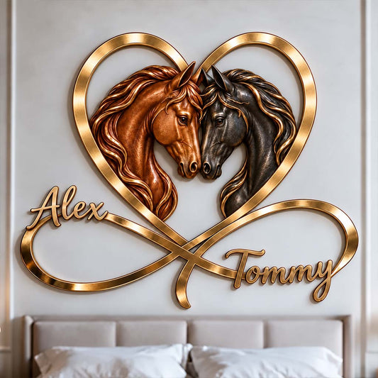Love You Infinite - Personalized Horse 3D Printed Cut Metal Sign