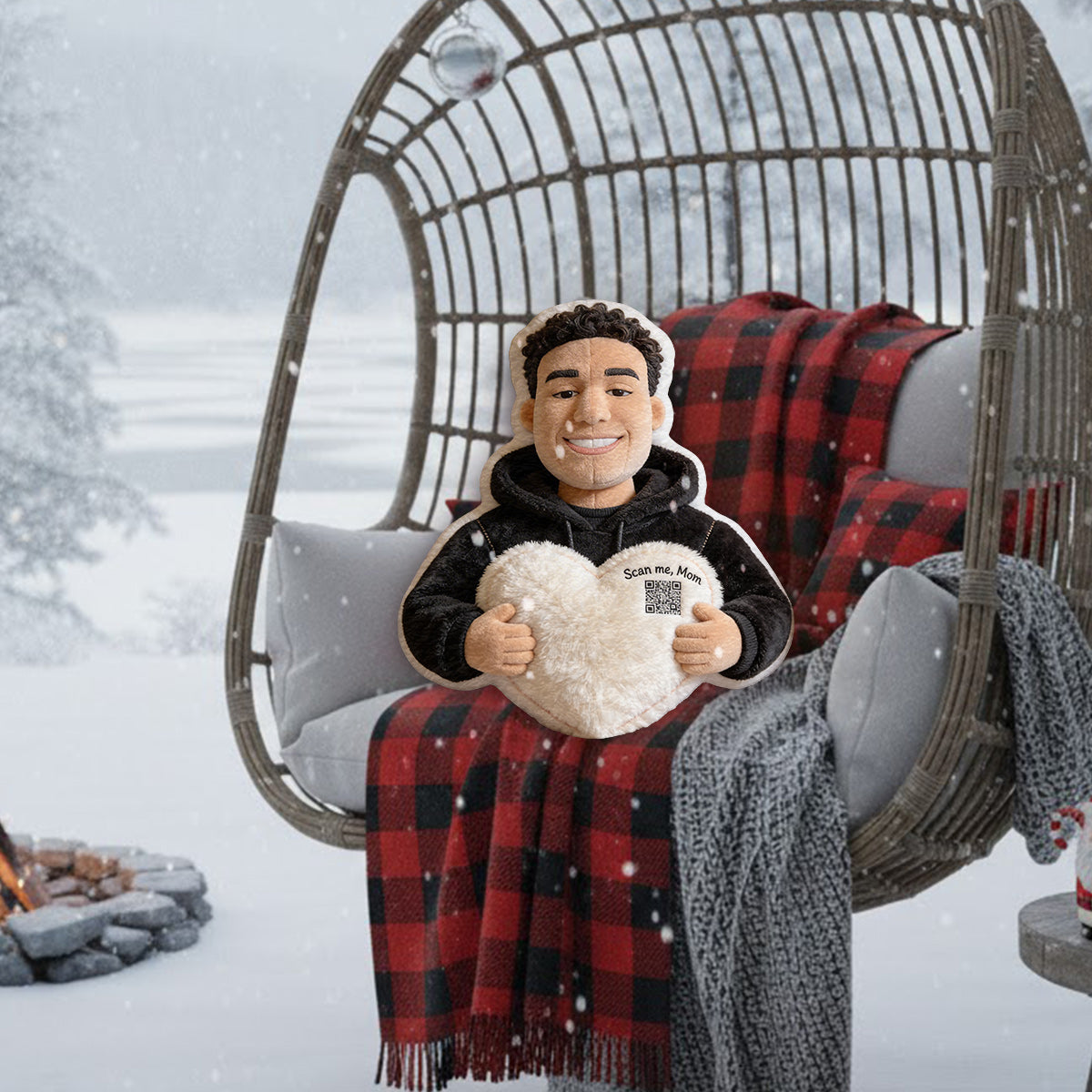 Scan Me - Personalized Mother Premium Faux Fur Pillow