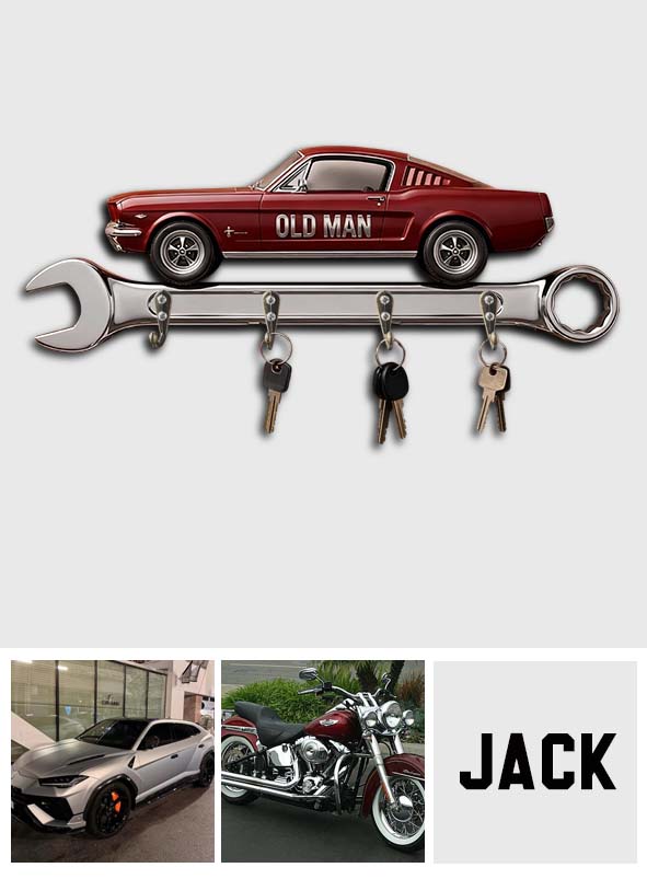 Custom Key Rack For His Garage - Personalized Car Lover Custom Shaped Hanging Rack