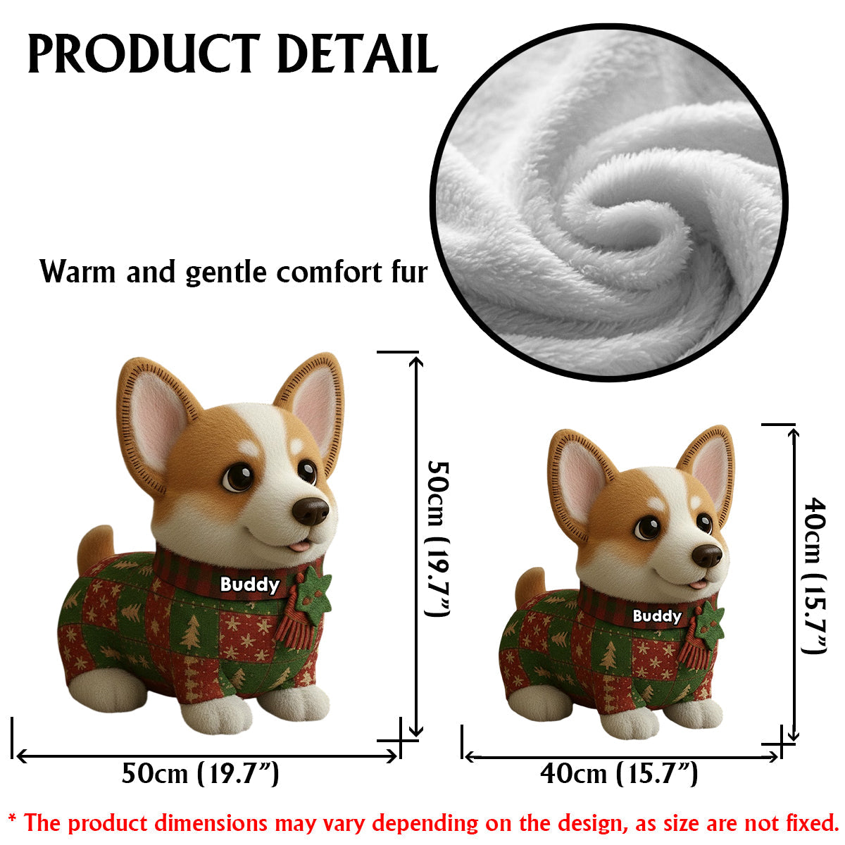 Dog Christmas Quilt - Personalized Dog Faux Fur Shaped Pillow