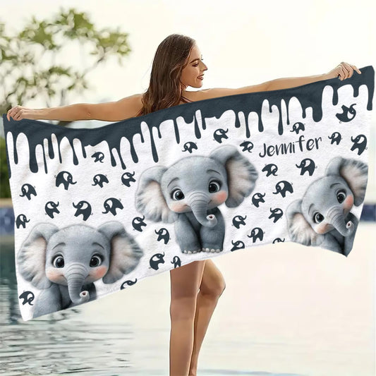 Cute Elephant - Personalized Elephant Quick-dry Beach Towel/ Bath Towel
