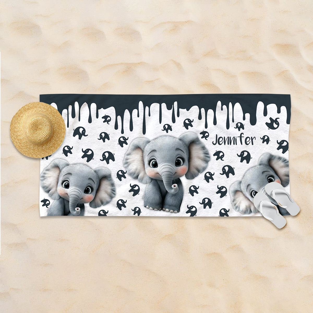 Cute Elephant - Personalized Elephant Quick-dry Beach Towel/ Bath Towel