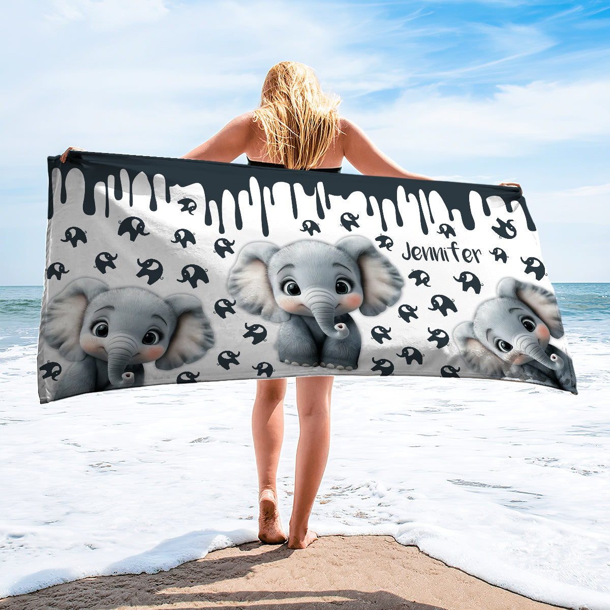Cute Elephant - Personalized Elephant Quick-dry Beach Towel/ Bath Towel