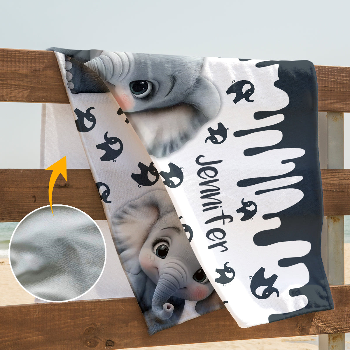 Cute Elephant - Personalized Elephant Quick-dry Beach Towel/ Bath Towel