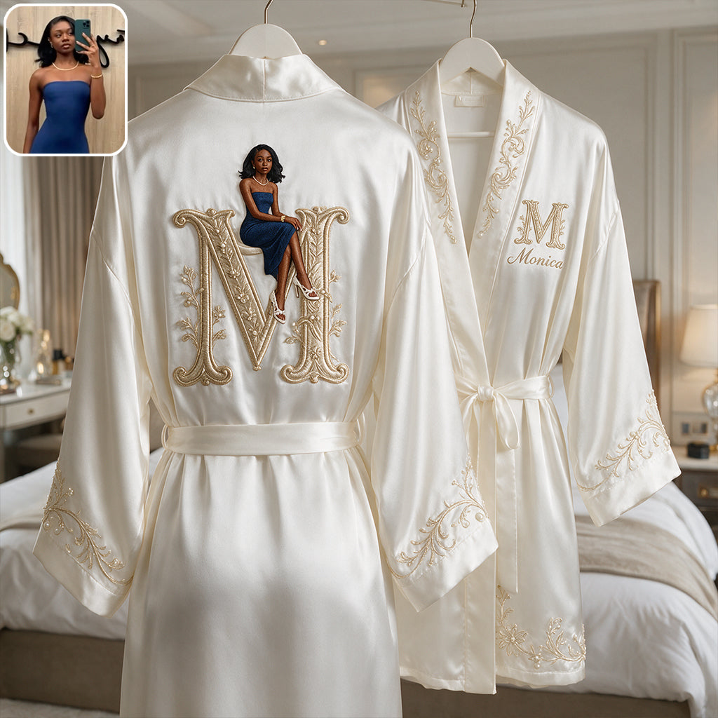 Alphabet Initial Monogram - Personalized Luxury Satin Robe