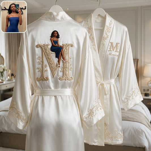 Alphabet Initial Monogram - Personalized Luxury Satin Robe