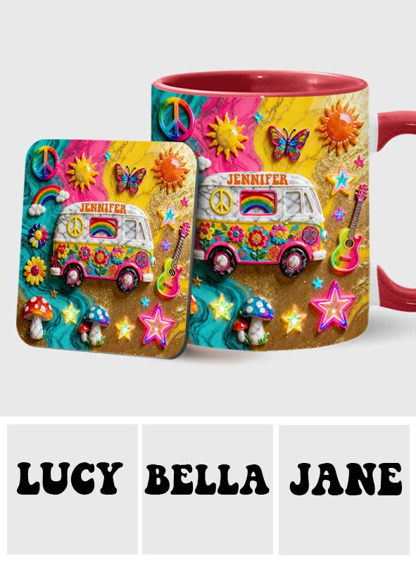 Hippie Souls - Personalized Hippie Accent Mug & Coaster