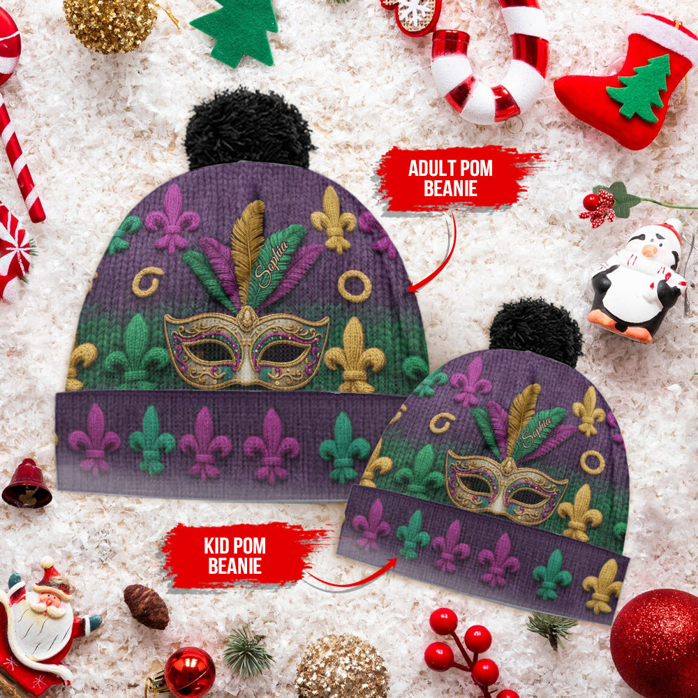 Mardi Gras Vibes - Personalized Mardi Gras Beanie Hat