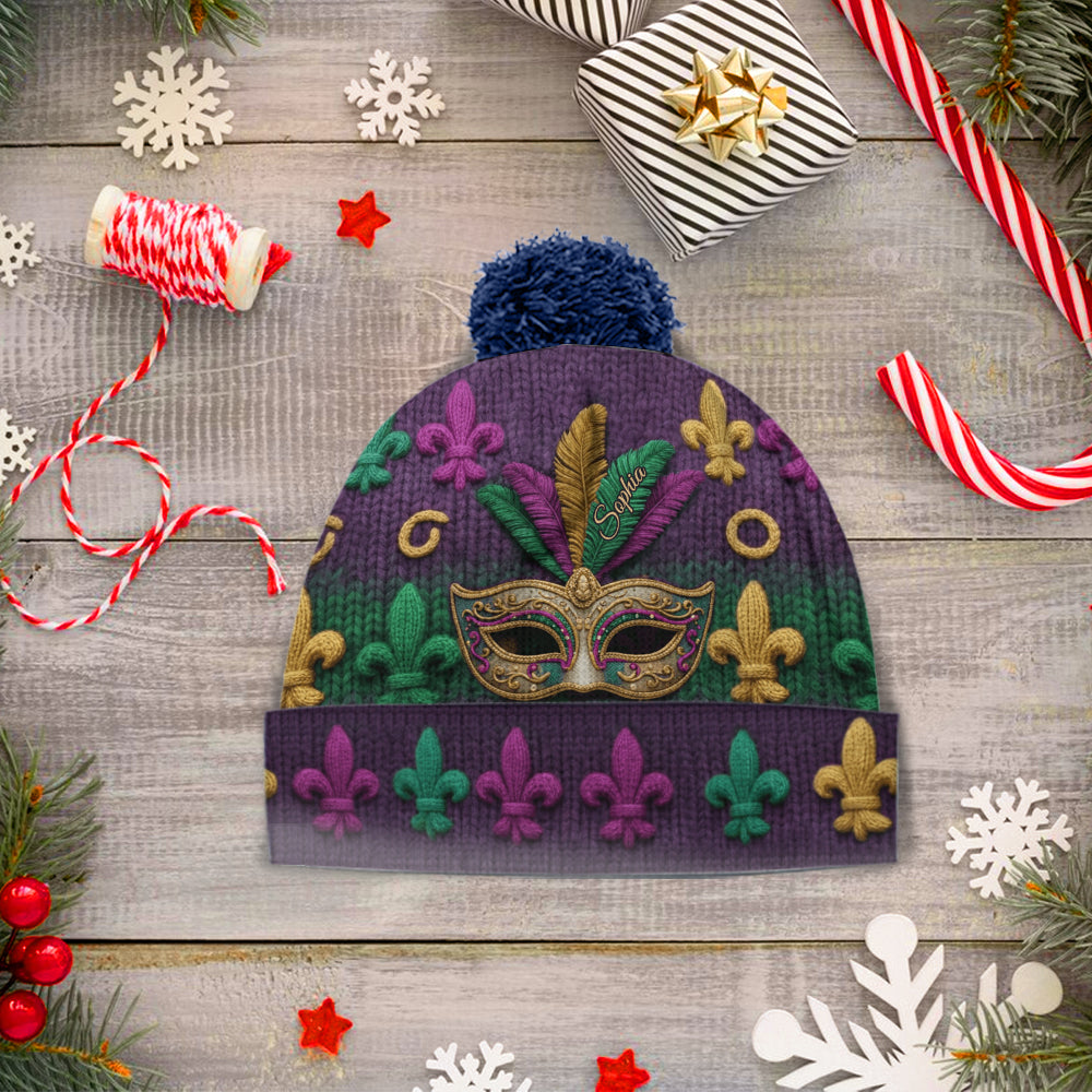 Mardi Gras Vibes - Personalized Mardi Gras Beanie Hat