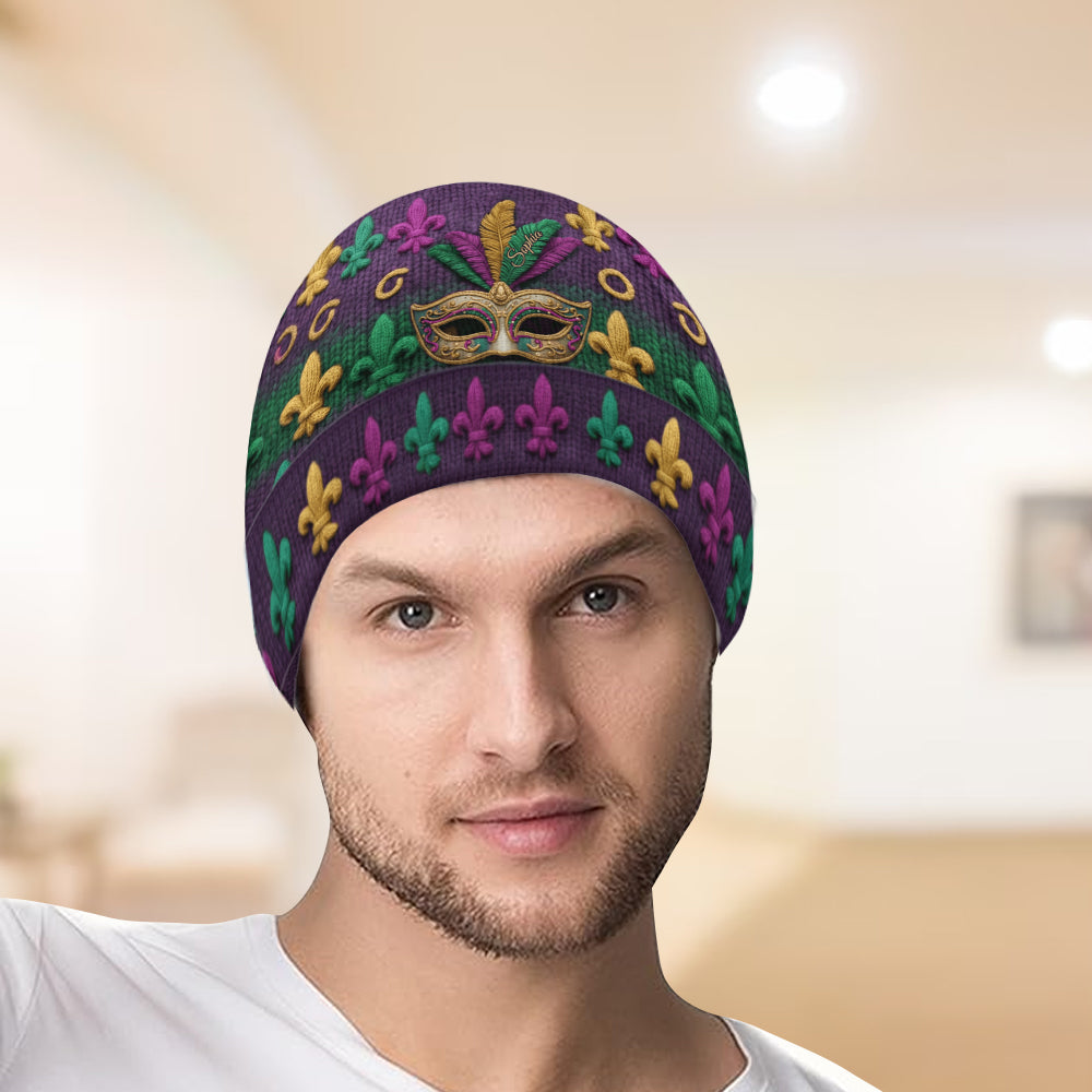 Mardi Gras Vibes - Personalized Mardi Gras Beanie Hat