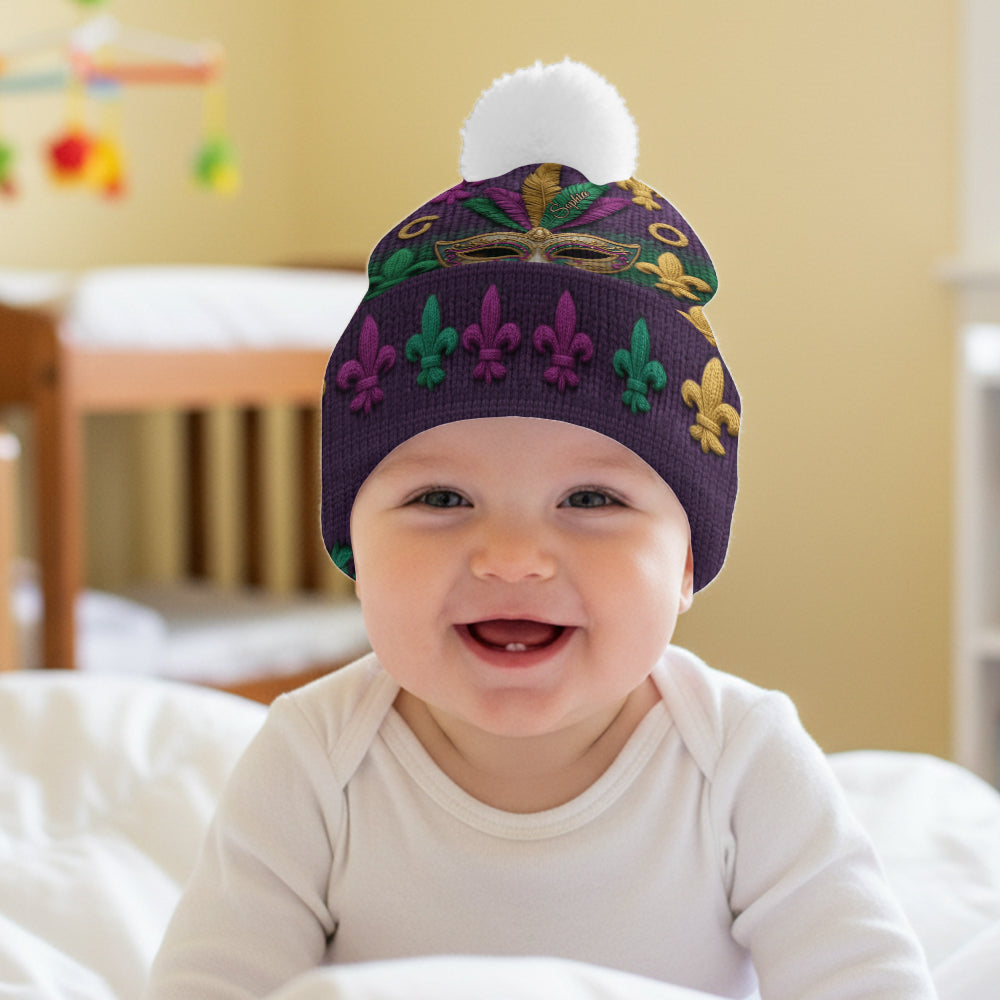 Mardi Gras Vibes - Personalized Mardi Gras Beanie Hat
