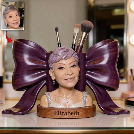 Custom Any Photo, Love Makeup - Personalized Makeup Wooden Desk Organizer