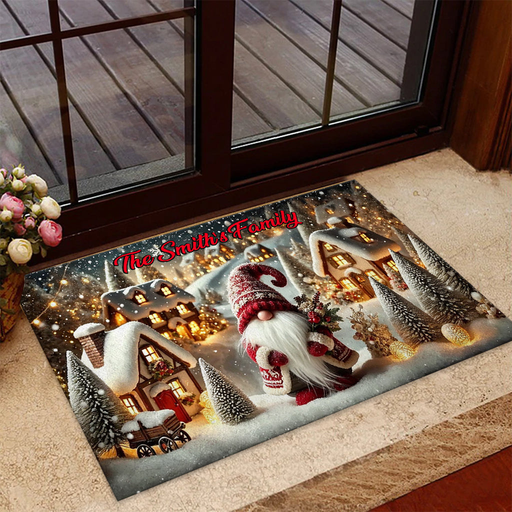 Christmas Gnome - Personalized Christmas Doormat
