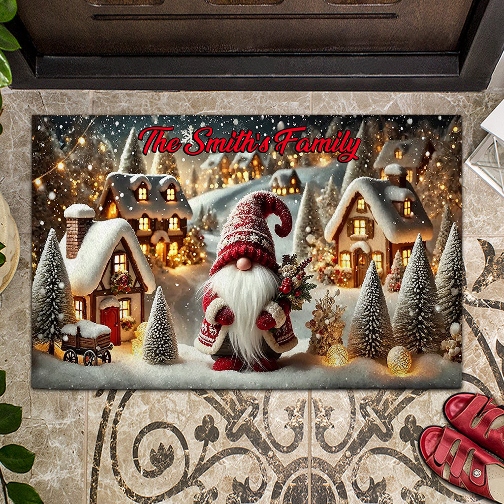 Christmas Gnome - Personalized Christmas Doormat