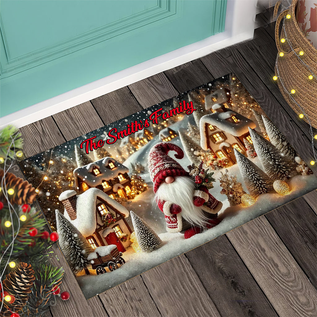 Christmas Gnome - Personalized Christmas Doormat
