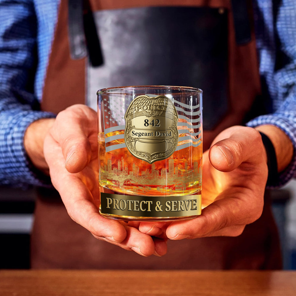 Protect & Serve - Personalized Police Officer Whiskey Glass