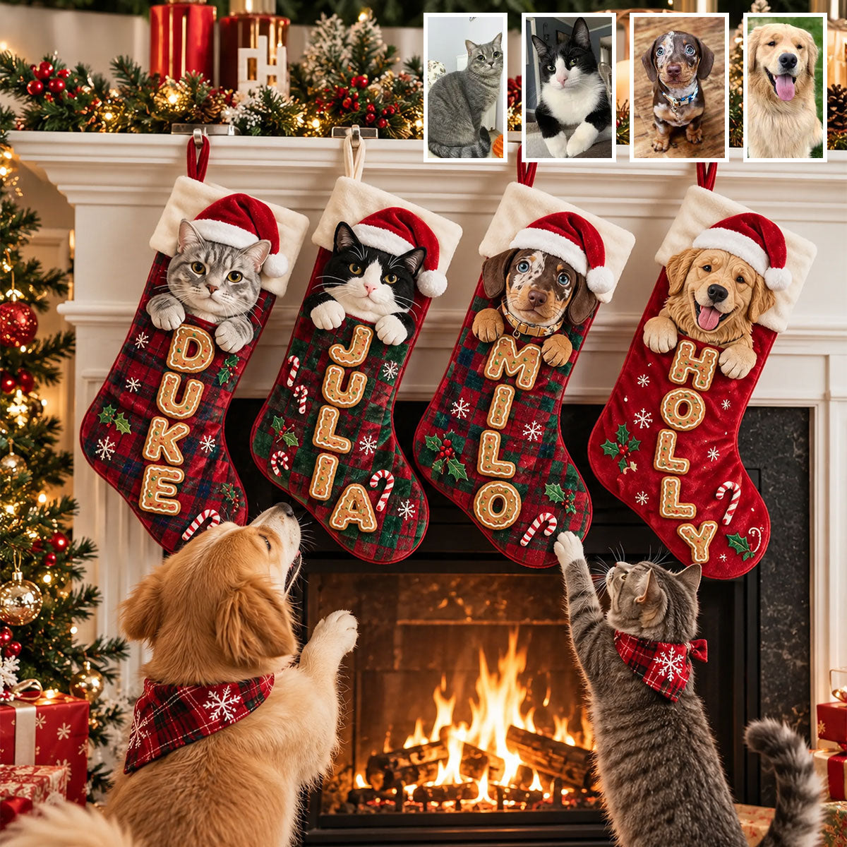 Merry Woofmas - Personalized Dog Shaped Christmas Stocking