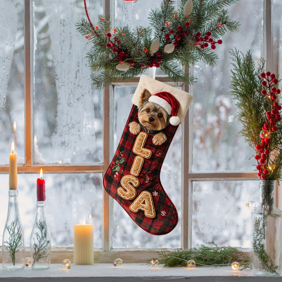 Merry Woofmas - Personalized Dog Shaped Christmas Stocking
