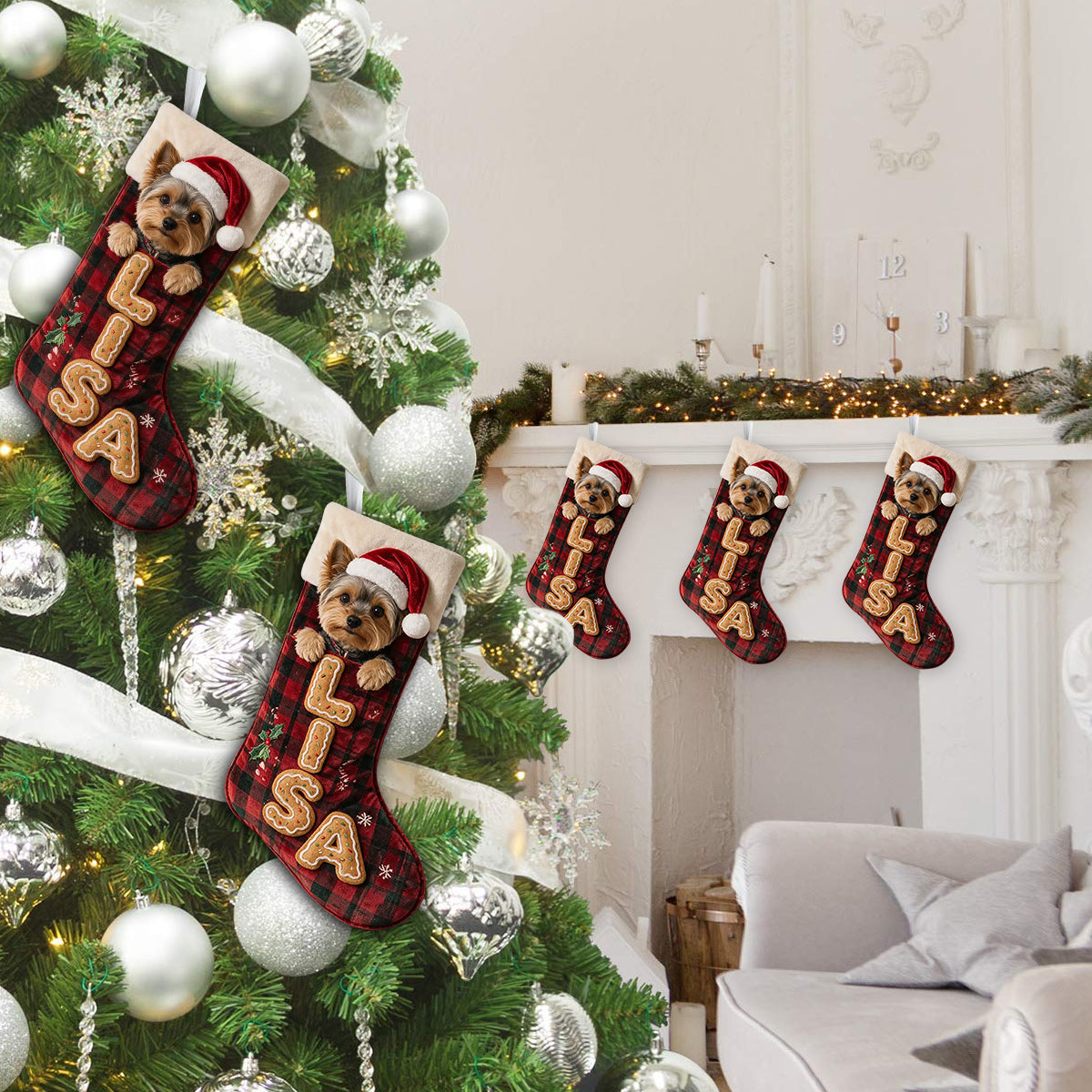 Merry Woofmas - Personalized Dog Shaped Christmas Stocking