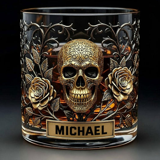 Skull Gothic Favorite Spirit Is Whiskey - Personalized Skull Whiskey Glass