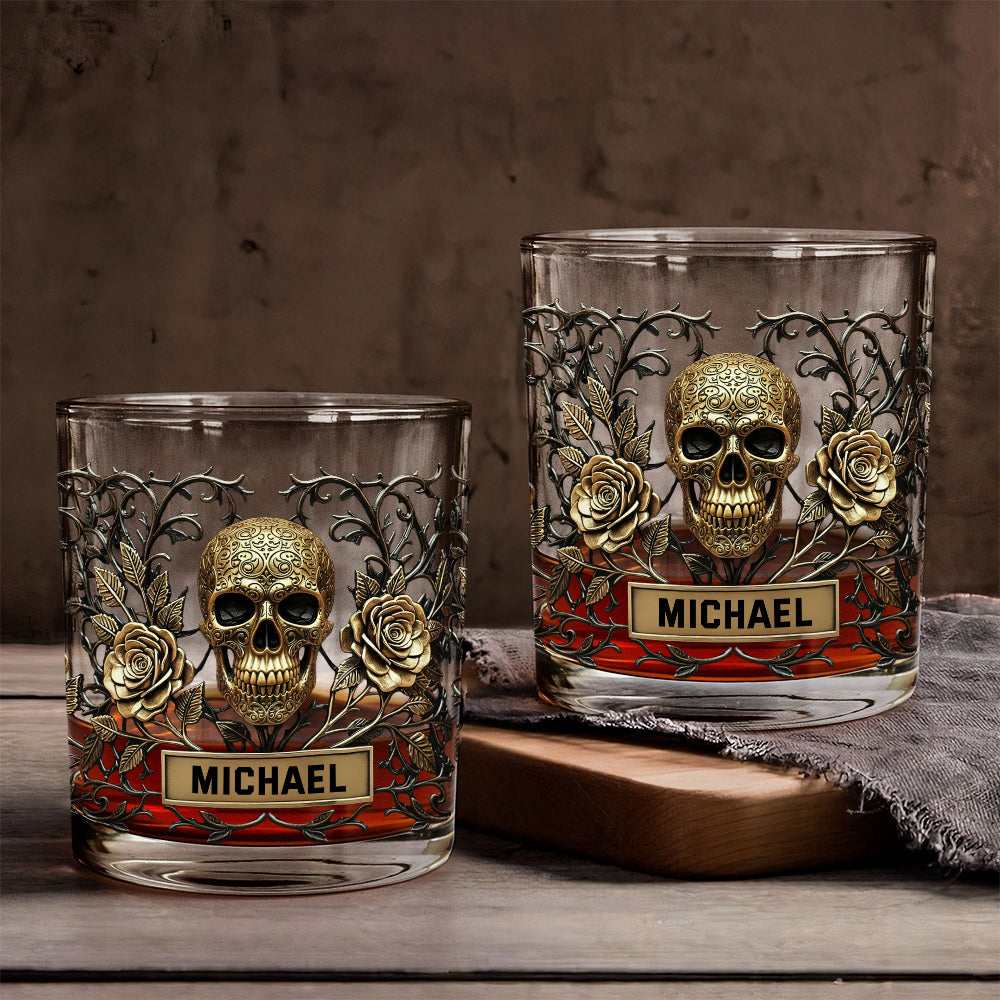 Skull Gothic Favorite Spirit Is Whiskey - Personalized Skull Whiskey Glass