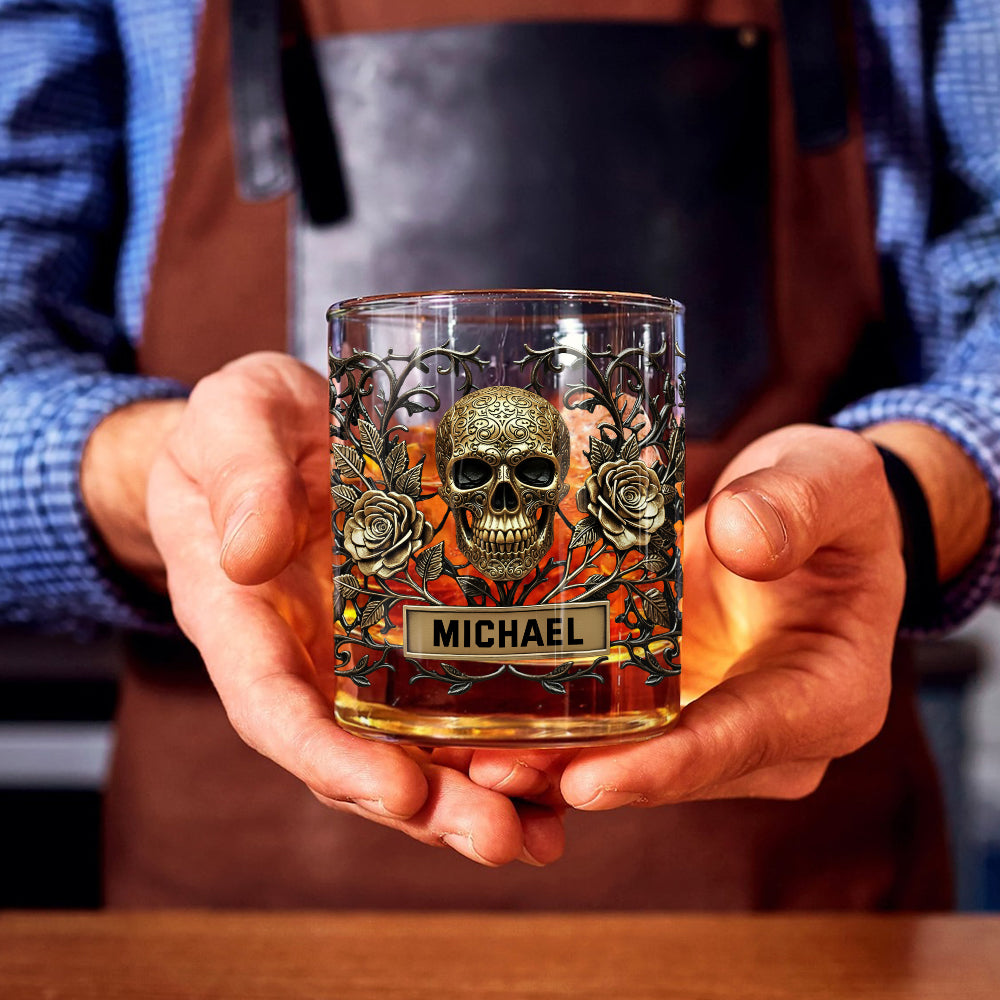 Skull Gothic Favorite Spirit Is Whiskey - Personalized Skull Whiskey Glass
