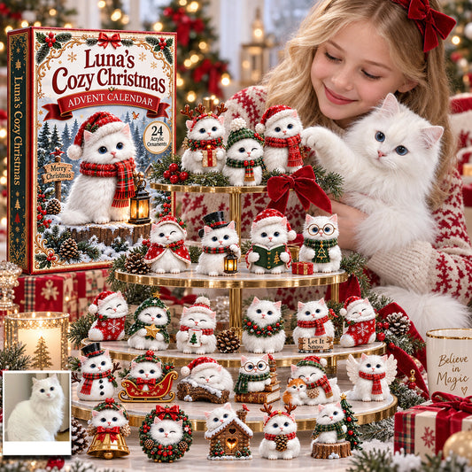 My Cozy Christmas - Personalized Cat Advent Calendar With 3D Collectibles