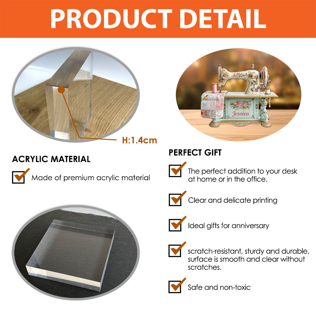 Sewing Makes Me Happy - Personalized Sewing Custom Shaped Acrylic Plaque