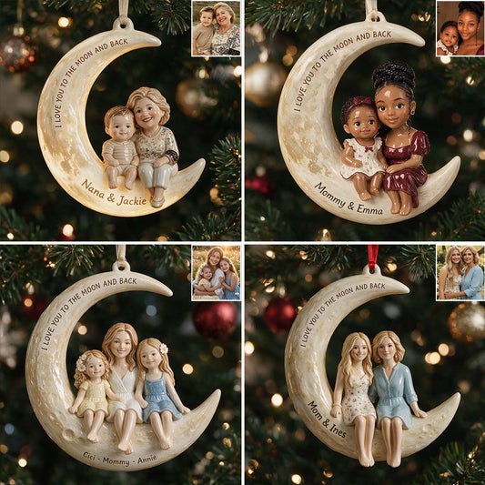 To The Moon And Back - Personalized Mother Premium 3D Ornament