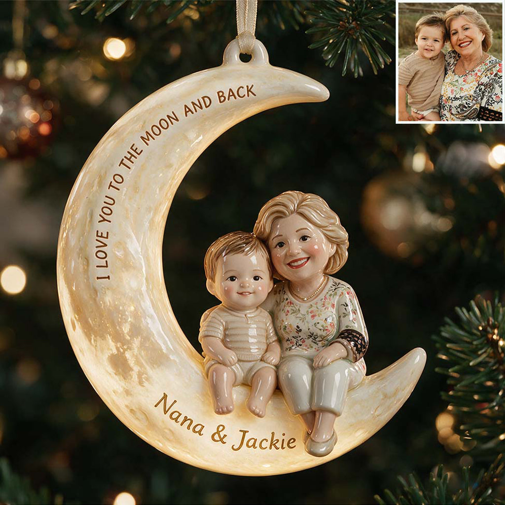 To The Moon And Back - Personalized Mother Premium 3D Ornament
