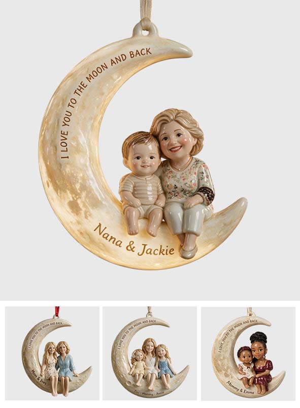 To The Moon And Back - Personalized Mother Premium 3D Ornament