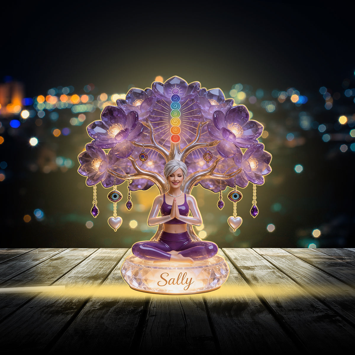 Custom Any Photo Namaste - Personalized Yoga Acrylic LED Night Light