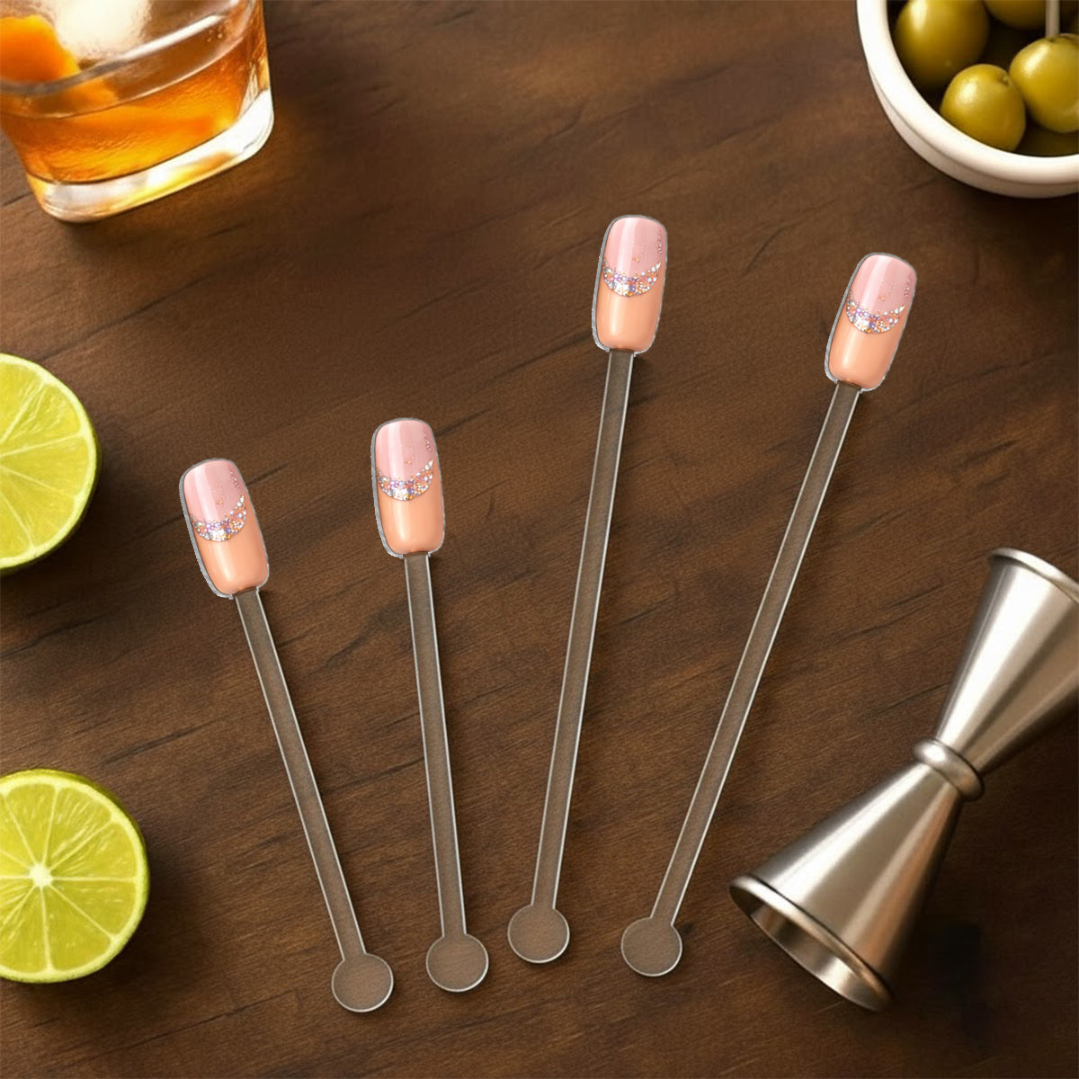 Love Nails Design, Gift for Girl - Personalized Nail Salon Set Accent Mug with Acrylic Stirrers