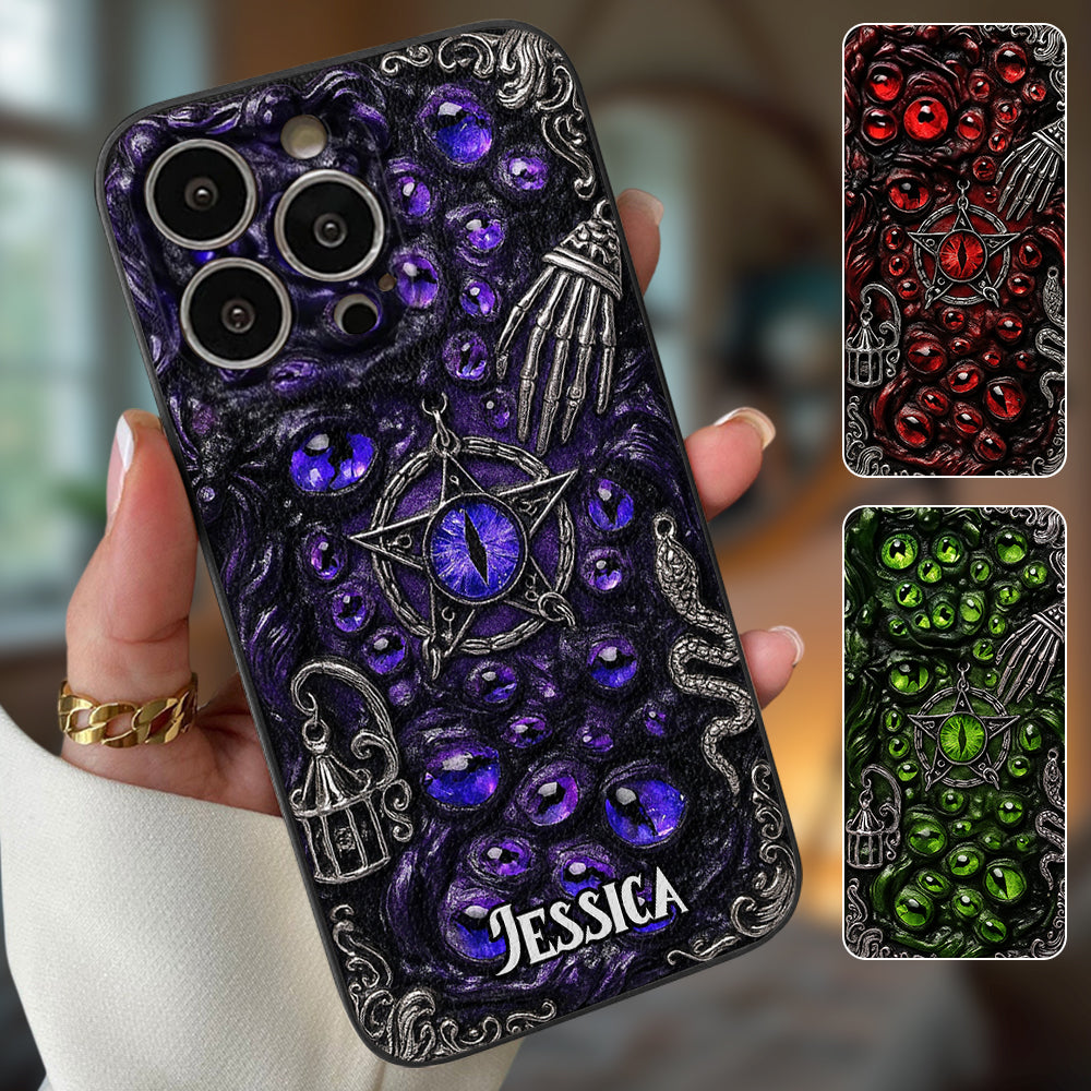 Gothic Pentacle Witchy Vibe - Personalized Witch Leather Phone Case