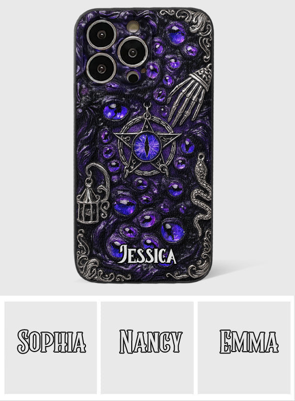 Gothic Pentacle Witchy Vibe - Personalized Witch Leather Phone Case