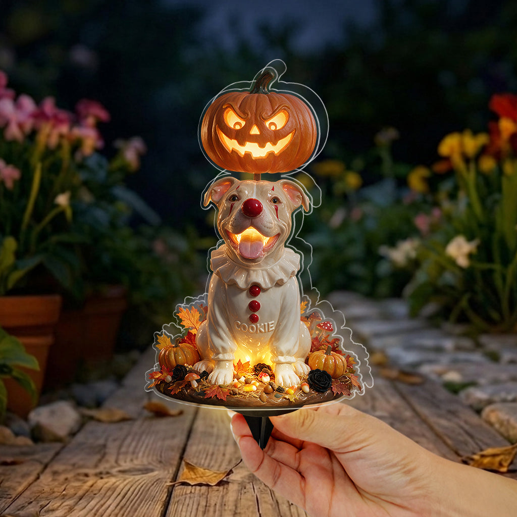 Custom Pet Photo Creepy Clown - Personalized Dog Solar Acrylic Light
