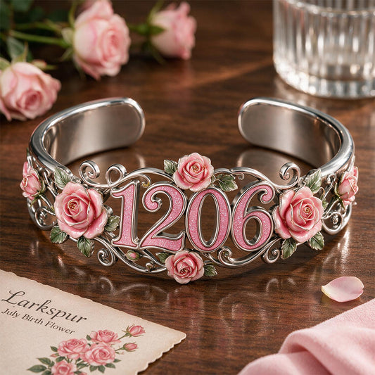 Meaningful Birthday Gift Any Flower - Personalized Birthday Shaped Cuff Bracelet