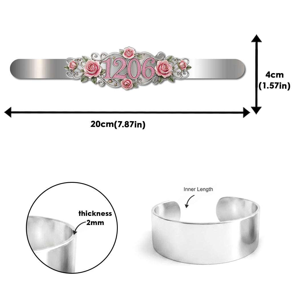Meaningful Birthday Gift Any Flower - Personalized Birthday Shaped Cuff Bracelet