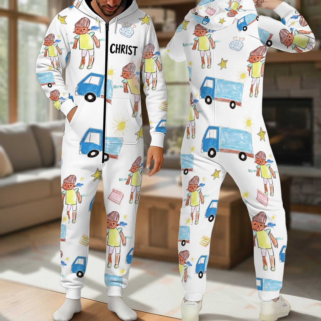 Kid Drawing Arts - Personalized Kid Hooded Jumpsuit