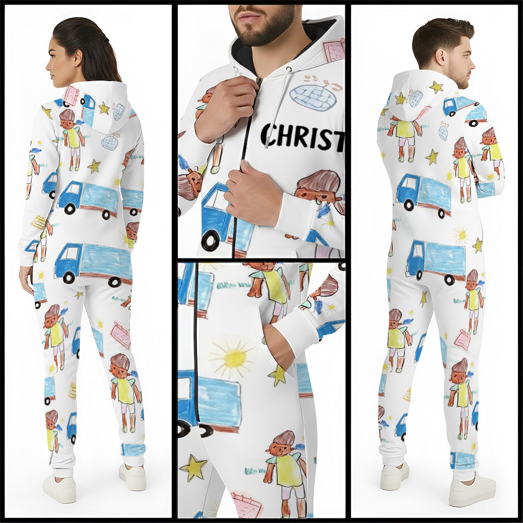 Kid Drawing Arts - Personalized Kid Hooded Jumpsuit