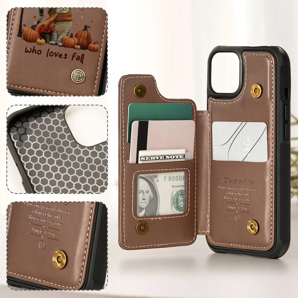 Just a Girl Who Loves Fall - Personalized Cat Wallet Phone Case