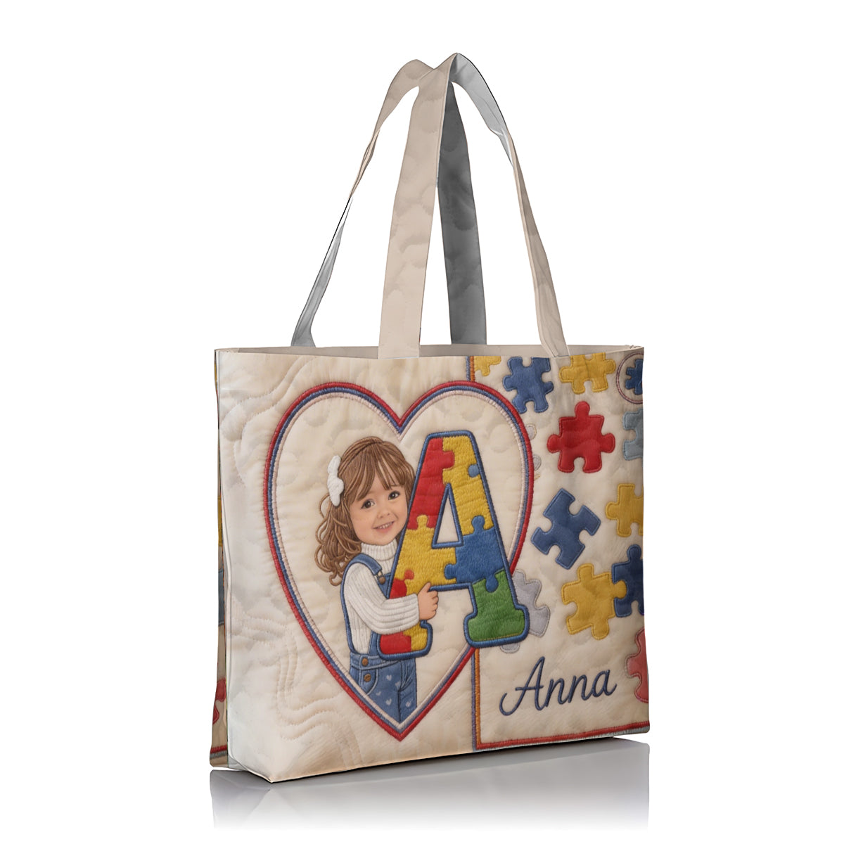 Autism Letter - Personalized Autism Awareness Quilted Tote Bag