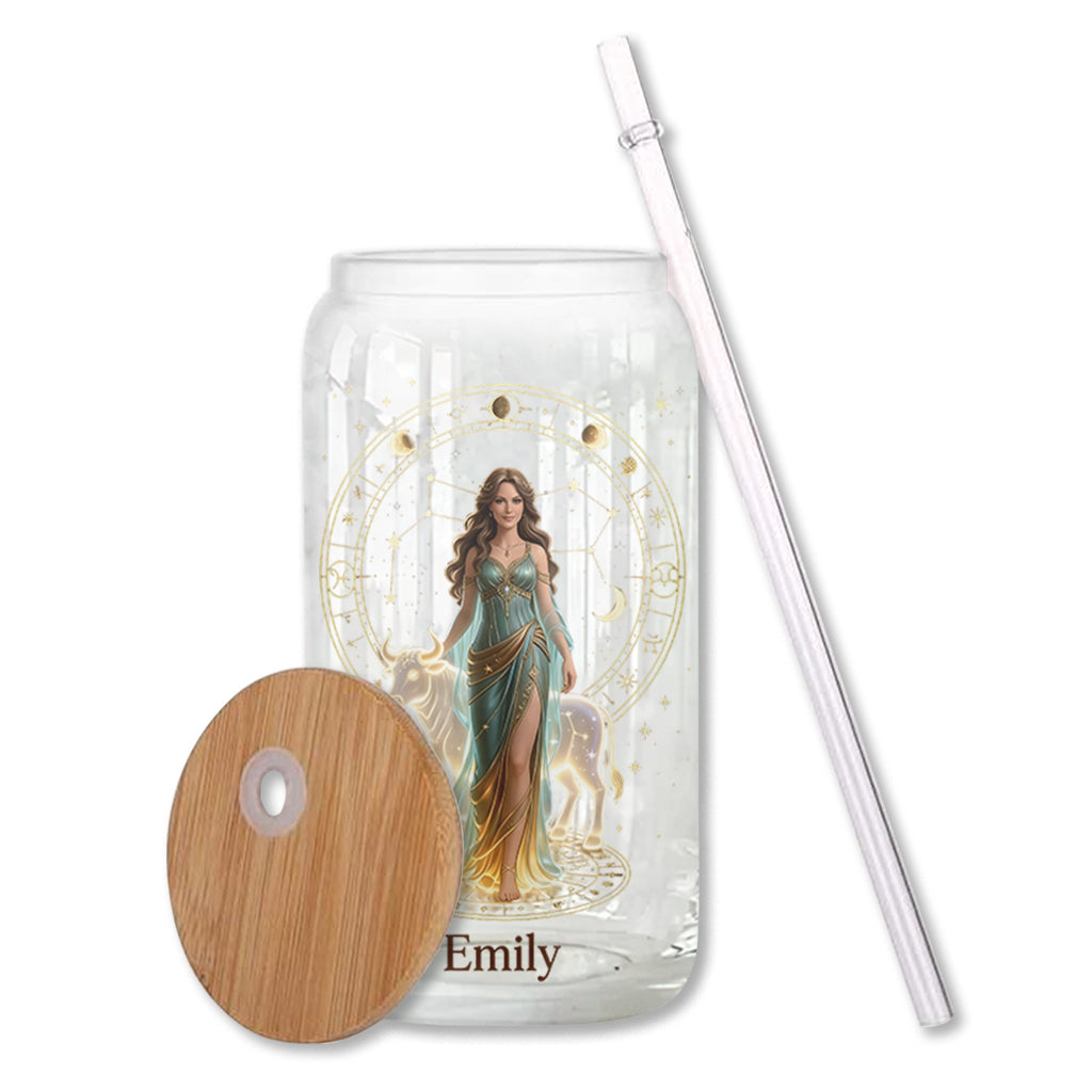 Custom Any Photo, Zodiac Sign - Personalized Horoscope Can Glass