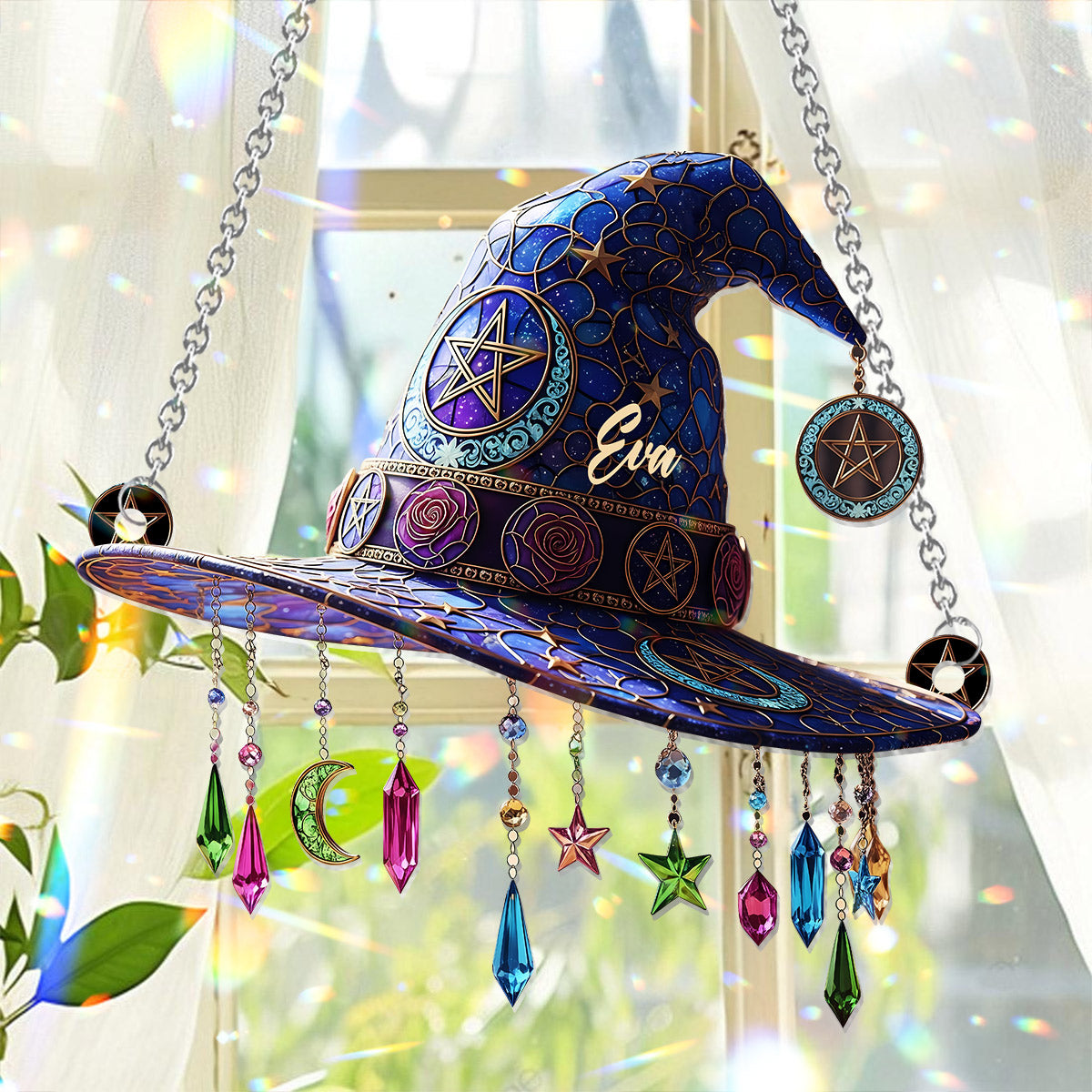 Magical Hat - Personalized Witch Window Hanging Suncatcher Ornament