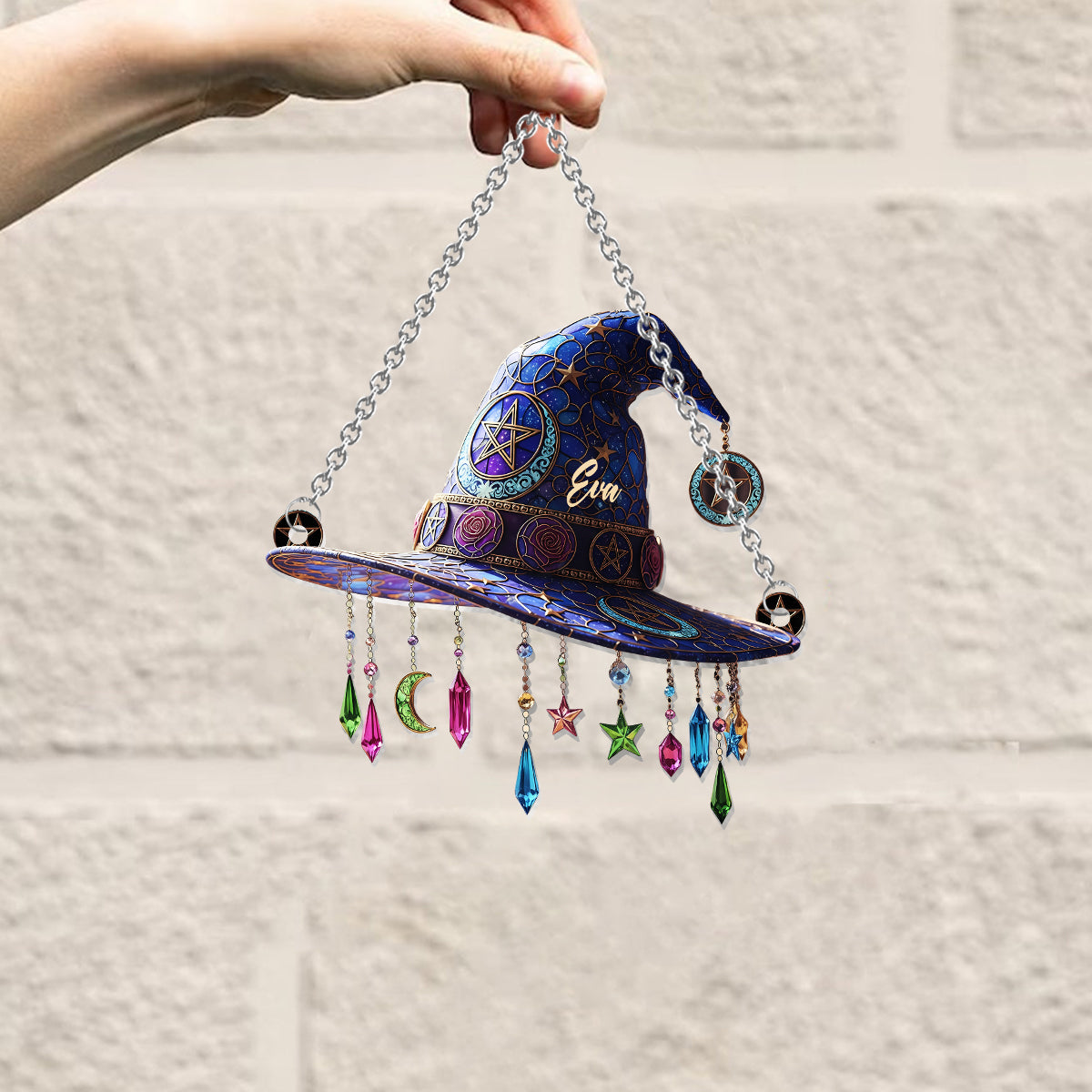 Magical Hat - Personalized Witch Window Hanging Suncatcher Ornament