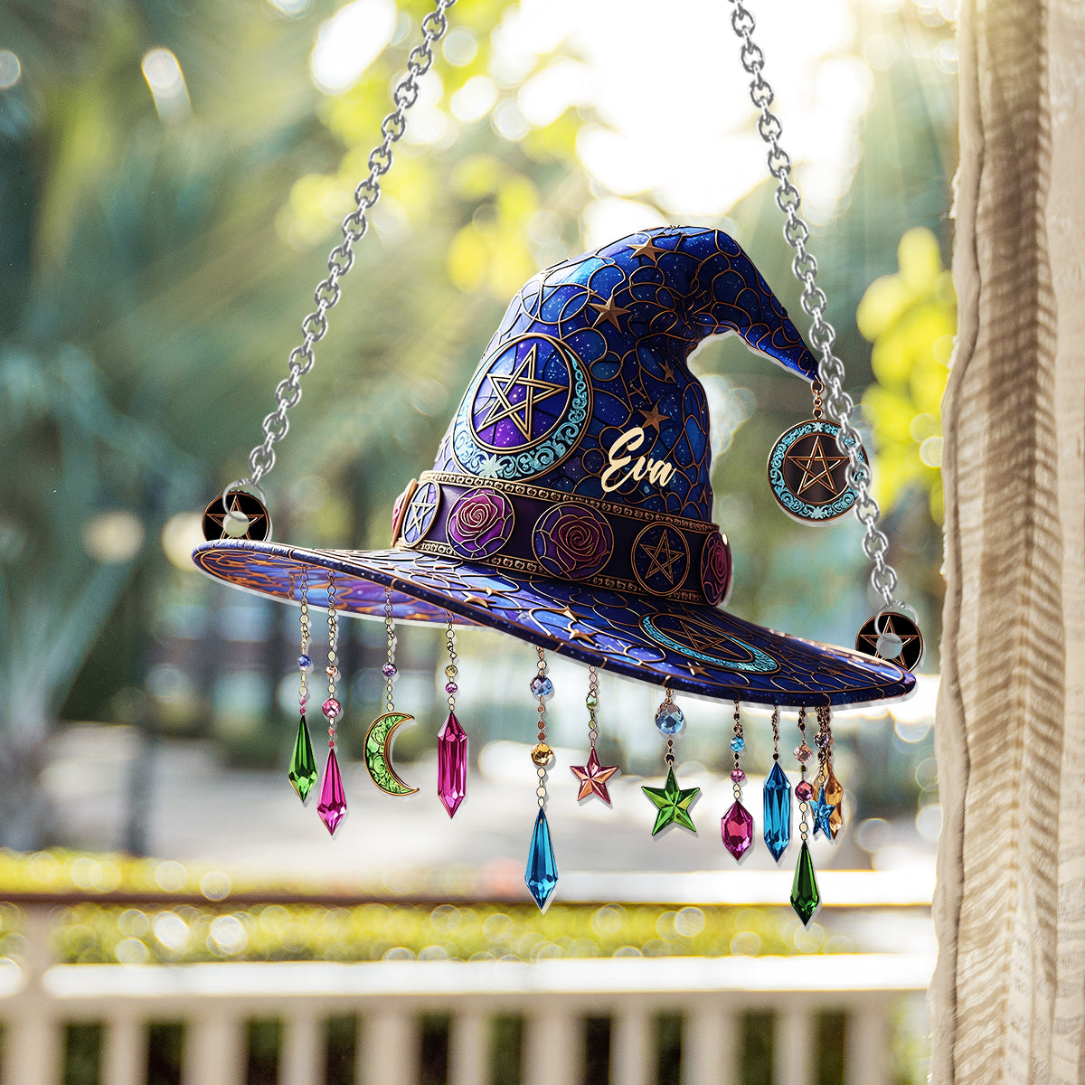 Magical Hat - Personalized Witch Window Hanging Suncatcher Ornament